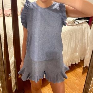 Blue Ruffle Top (matching set) from Miss Behaven
